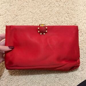VINTAGE JEWEL CLOSURE Elegant Red Clutch Bag